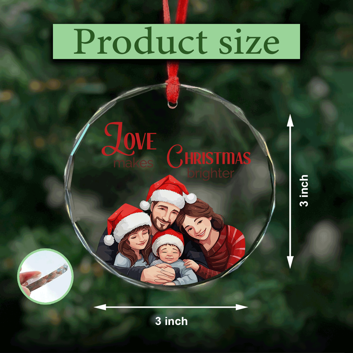 Heartwarming Family Christmas | Cherish the Joy of Togetherness | Glass Ornament